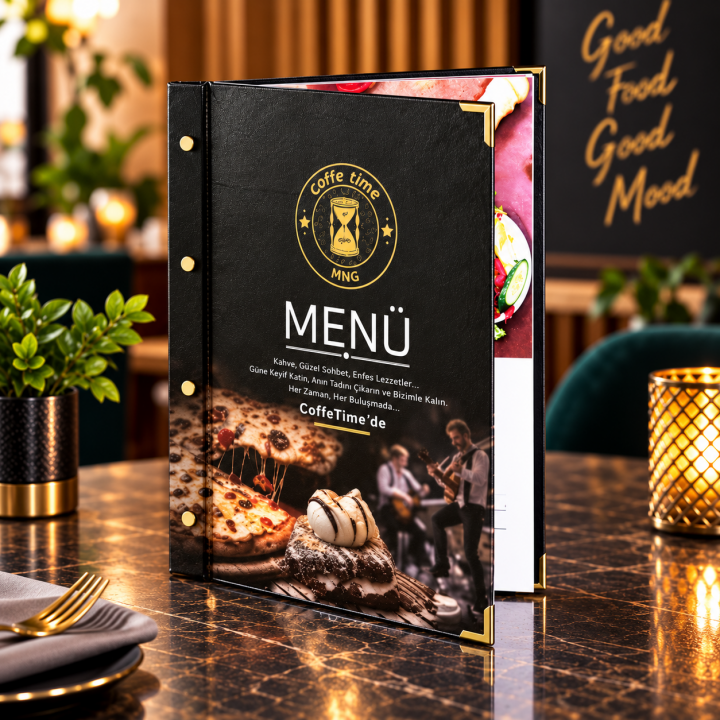 Vidalı Dijital Baskılı Restoran Menü Kabı